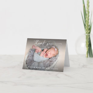 Carte de remerciement de bébé photo pliée, écritur
