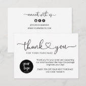 Carte de remerciement de Black White Business mode (Devant / Derrière)