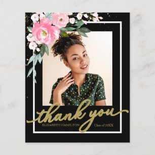 Carte de remerciement de budget Fleur rose chaud P