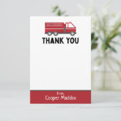 Carte de remerciement de camion de pompiers pour l (Debout devant)