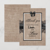 Carte de remerciement de cérémonie en toile de jut (Devant / Derrière)