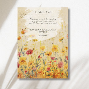 Carte de remerciement de champ de fleurs sauvages