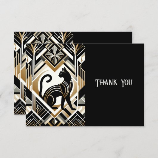 Carte de remerciement de chat décorative abstraite (Devant / Derrière)