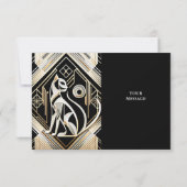 Carte de remerciement de chat noir abstrait décora (Dos)