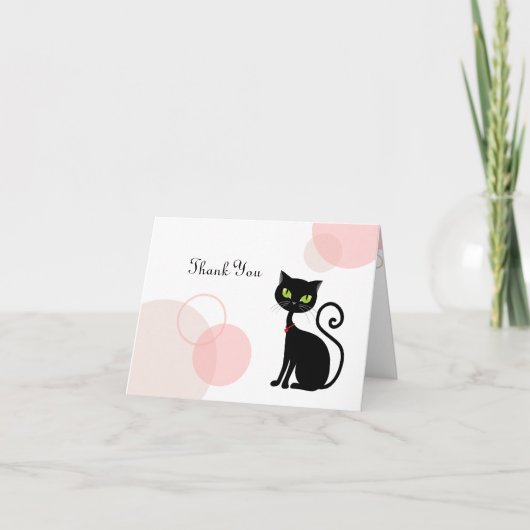 Carte de remerciement de chat noir impertinent (Devant)