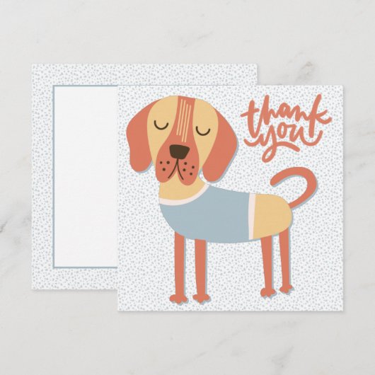 Carte de remerciement de chien mignon (Devant / Derrière)