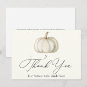 Carte de remerciement de Citrouille blanc et d'or (Devant / Derrière)