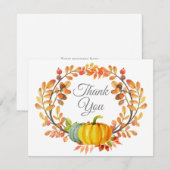 Carte de remerciement de citrouille d'automne à l' (Devant / Derrière)