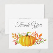 Carte de remerciement de citrouille d'automne à l' (Devant / Derrière)