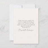 Carte de remerciement de condoléances à l'occasion (Dos)