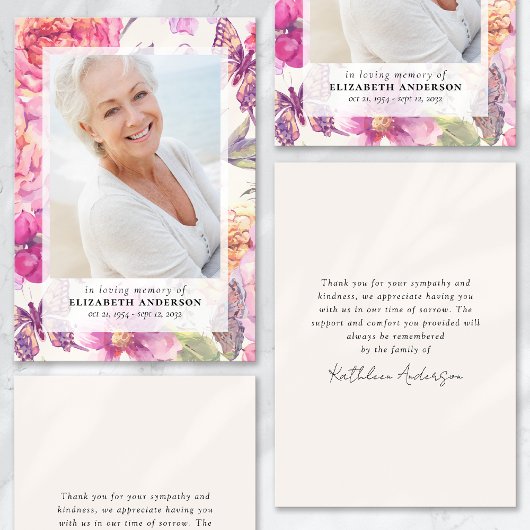 Carte de remerciement de condoléances à l'occasion