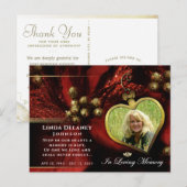 Carte de remerciement de condoléances photo coeur (Devant / Derrière)