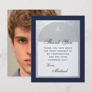 Carte de remerciement de confirmation bleu marine 