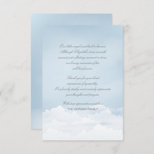 Carte de remerciement de deuil céleste (Devant / Derrière)