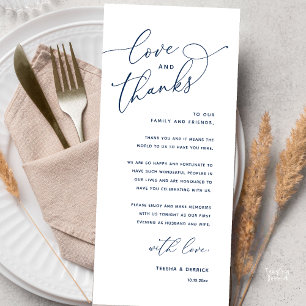 Carte de remerciement de dîner de mariage, Amour e