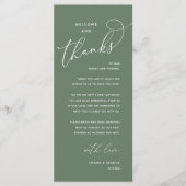Carte de remerciement de dîner de mariage, Bienven (Devant)