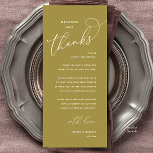Carte de remerciement de dîner de mariage, Bienven