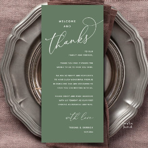Carte de remerciement de dîner de mariage, Bienven