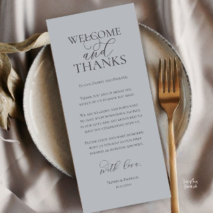 Carte de remerciement de dîner de mariage Bienvenu