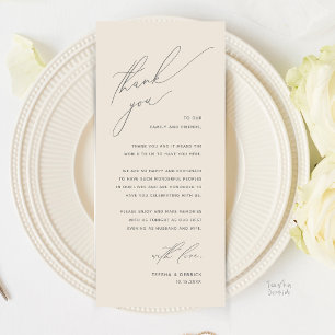Carte de remerciement de dîner de mariage moderne