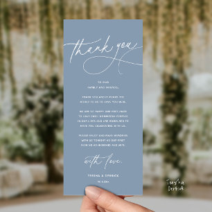 Carte de remerciement de dîner de mariage romantiq