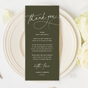 Carte de remerciement de dîner de mariage romantiq