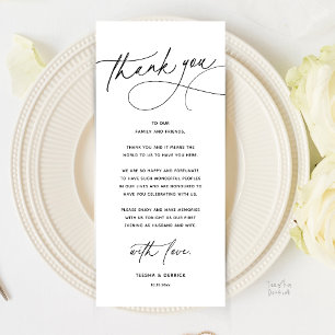 Carte de remerciement de dîner de mariage romantiq