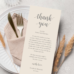 Carte de remerciement de dîner de mariage rustique