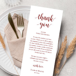 Carte de remerciement de dîner de mariage rustique