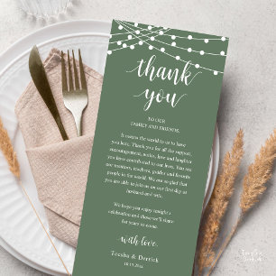 Carte de remerciement de dîner de mariage rustique