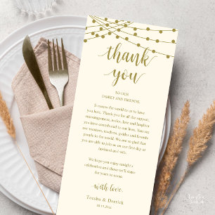 Carte de remerciement de dîner de mariage rustique