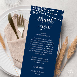 Carte de remerciement de dîner de mariage rustique