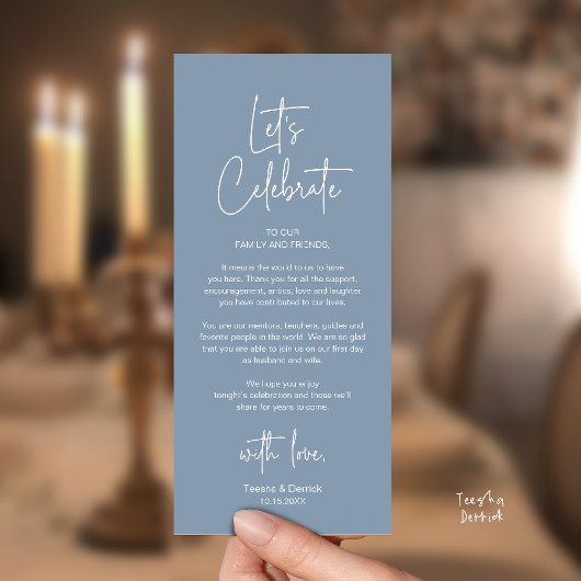 Carte de remerciement de dîner de réception de mar