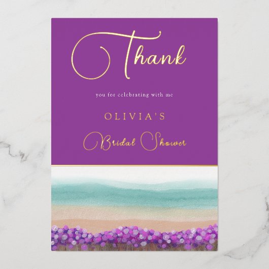 Carte de remerciement de douche nuptiale Côte d'Az (Recto)