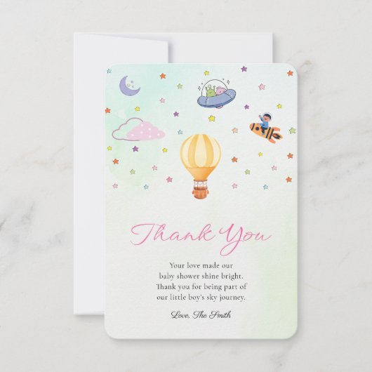 Carte de remerciement de fête de bébé jolie et neu (Devant)