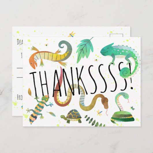 Carte de remerciement de fête de carte postale de (Devant / Derrière)