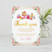 Carte de remerciement de fête de thé de jardin flo (Debout devant)