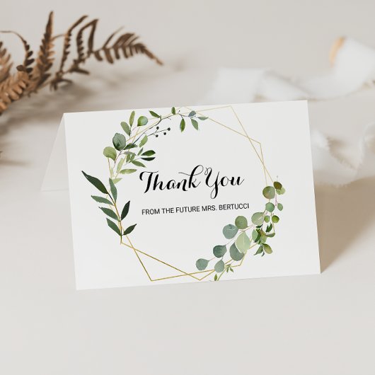 Carte de remerciement de fiançailles aux feuilles