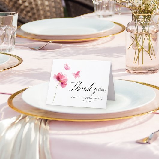 Carte de remerciement de fiançailles Floral Pink