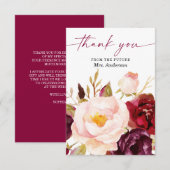 Carte de remerciement de fiançailles florale boho  (Devant / Derrière)