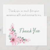 Carte de remerciement de fiançailles plate avec fl (Devant / Derrière)