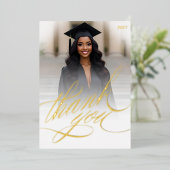 Carte de remerciement de fin d'études avec feuille (Debout devant)