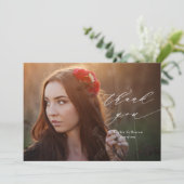 Carte de remerciement de fin d'études avec superpo (Debout devant)