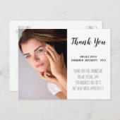 Carte de remerciement de fin d'études en écriture  (Devant / Derrière)