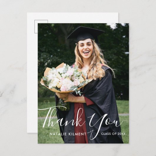 Carte de remerciement de fin d'études en photo ave (Devant / Derrière)