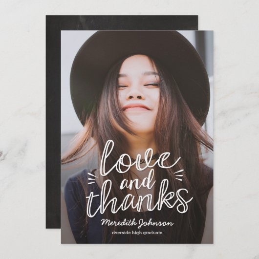 Carte de remerciement de fin d'études Fun Script (Devant / Derrière)