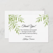 Carte de remerciement de funérailles - Feuilles de (Devant / Derrière)