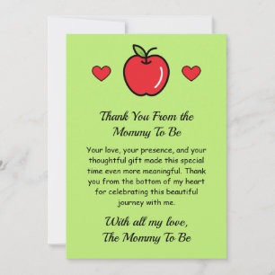 Carte de remerciement de Future Maman - Baby Showe