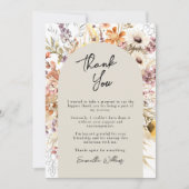 Carte de remerciement de graduation Boho Wildflowe (Devant)