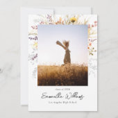 Carte de remerciement de graduation Boho Wildflowe (Dos)